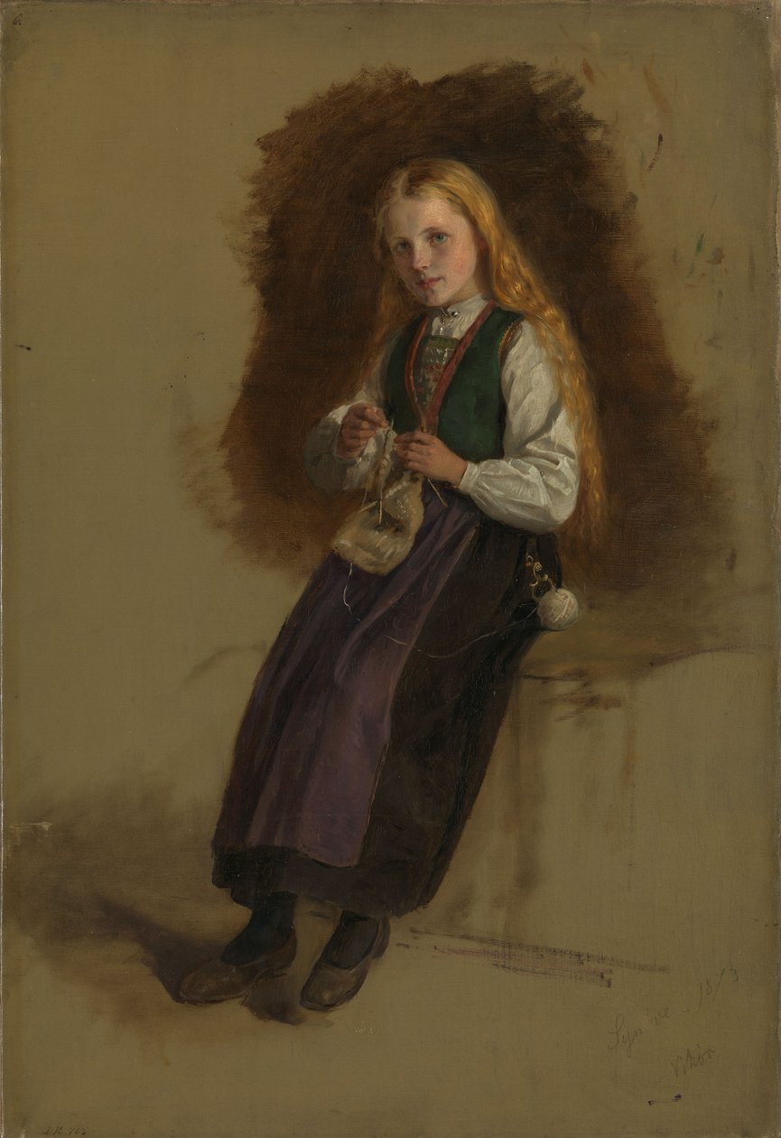 Portrét Syneve Larsdatterové z Vikøru od Adolph Tidemand