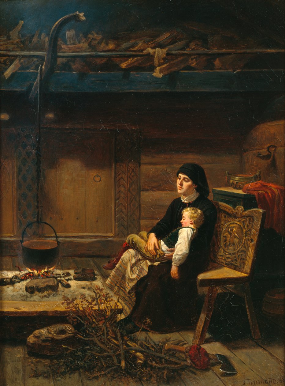 Vdova a její syn od Adolph Tidemand