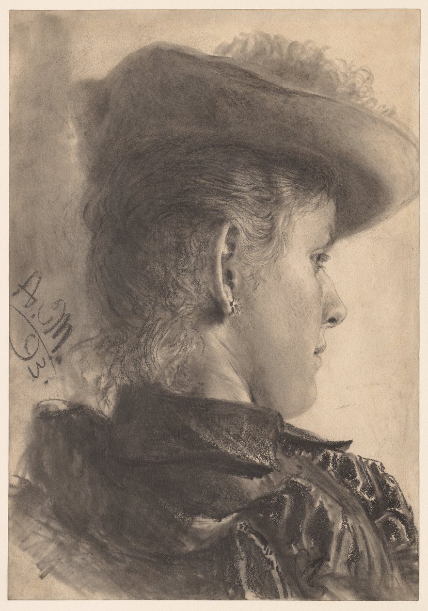 Busta ženy při pohledu zezadu od Adolph Menzel
