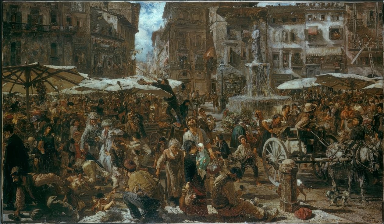 Piazza d’Erbe do Verony od Adolph Menzel