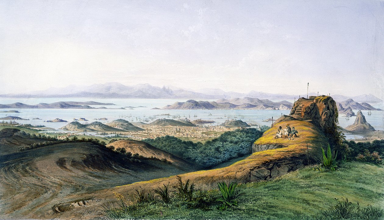 Panorama Rio de Janeira, Brazílie, vyryto Theodorem du Moncelem kolem roku 1860 od Adolphe D