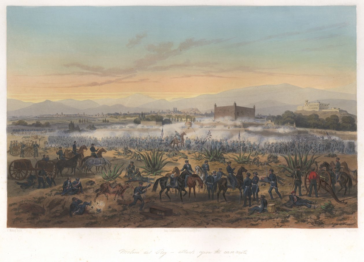 Molino del Rey-útok na casa mata (8. září 1847) v mexicko-americké válce od Adolphe Jean Baptiste Bayot