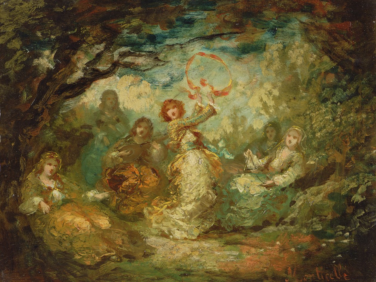 Tanec cikánů, 19. století od Adolphe Joseph Thomas Monticelli