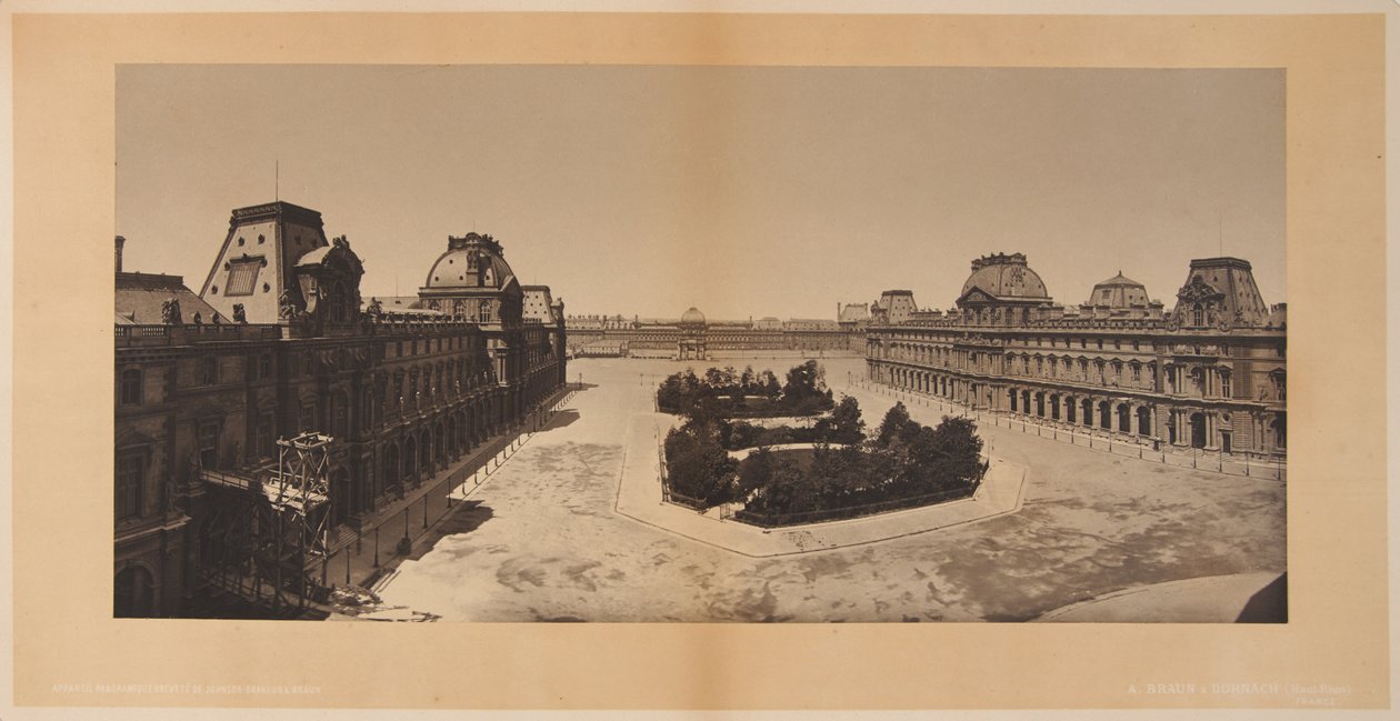 Panoramatický pohled na Cour du Carrousel, Louvre od Adolphe Braun