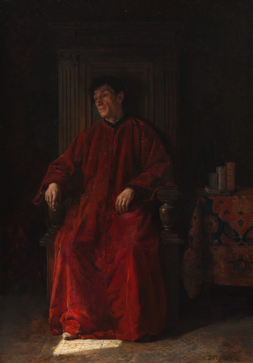 Soudce v červeném rouchu, asi 1890 (olej na desce) od Adolphe Charles Edouard Steinheil