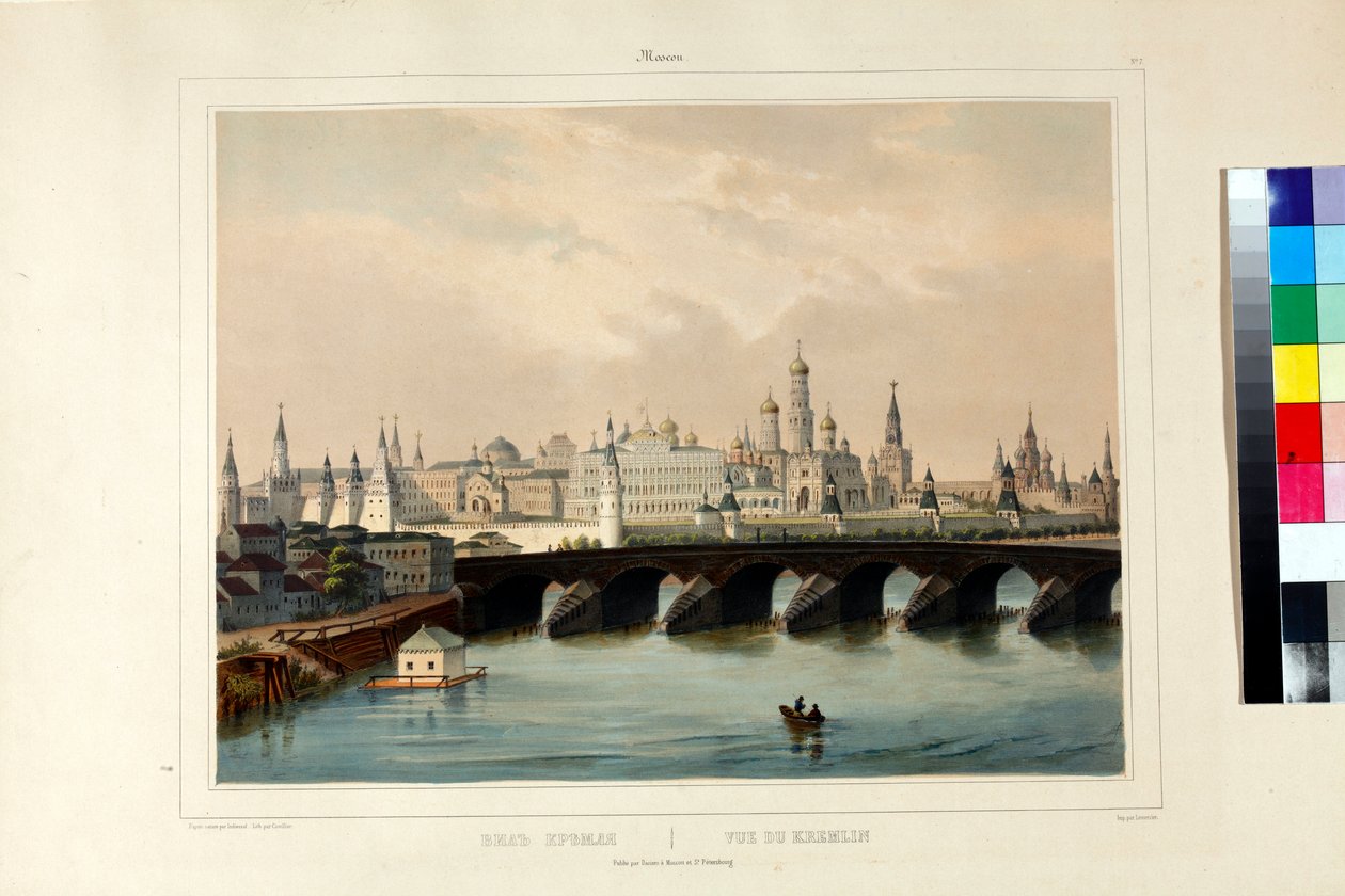 Pohled na moskevský Kreml od Cuvilliera, Adolphe (aktivní 30.–40. léta 19. století) od Adolphe Cuvillier