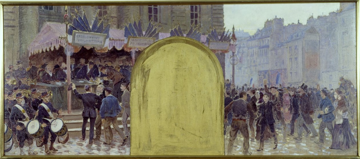 Nákres kanceláře prefekta na pařížské radnici: Enrôlements volontaires place du Panthéon od Adolphe Gustave Binet