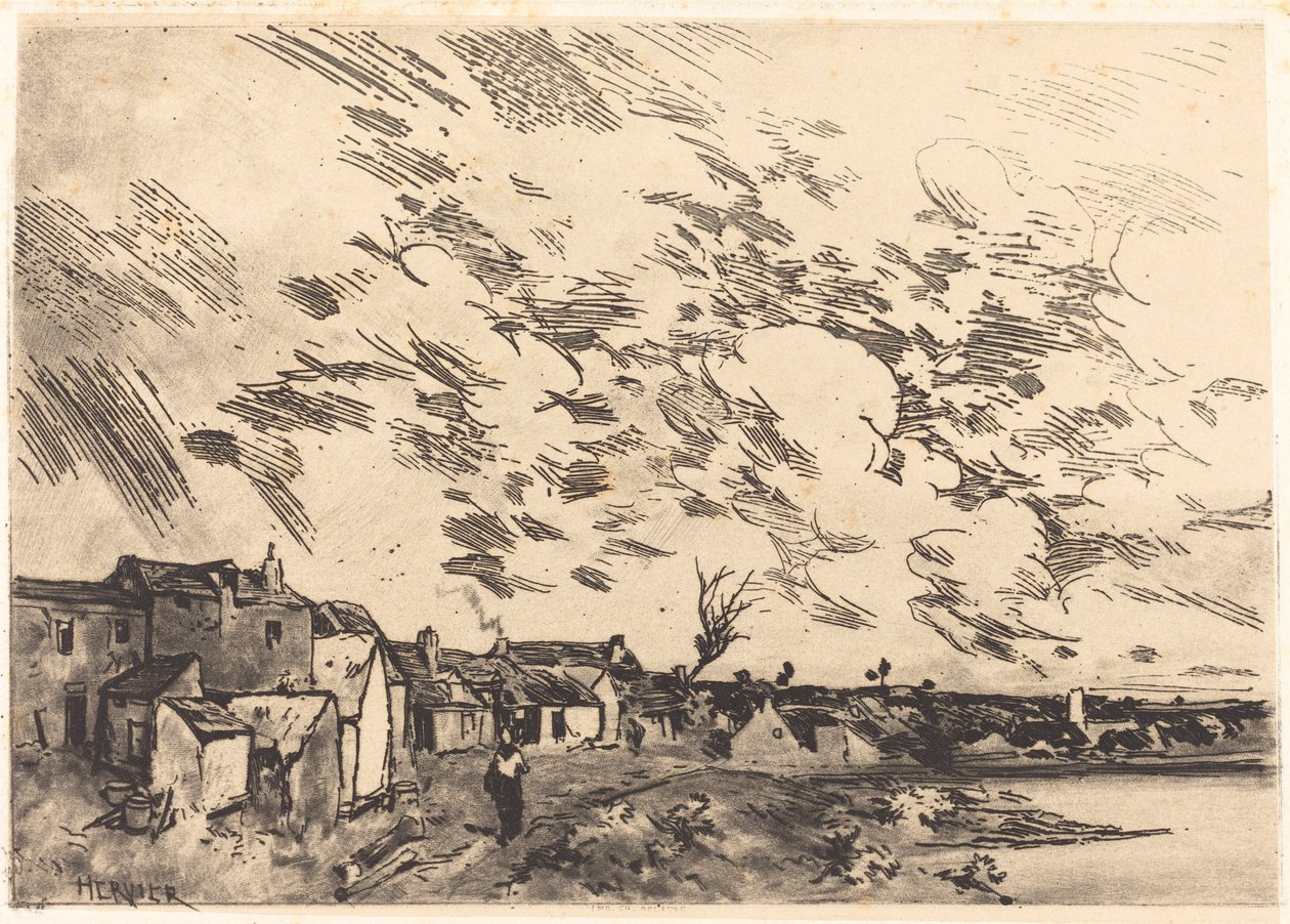 Vesnice na okraji řeky od Adolphe Hervier