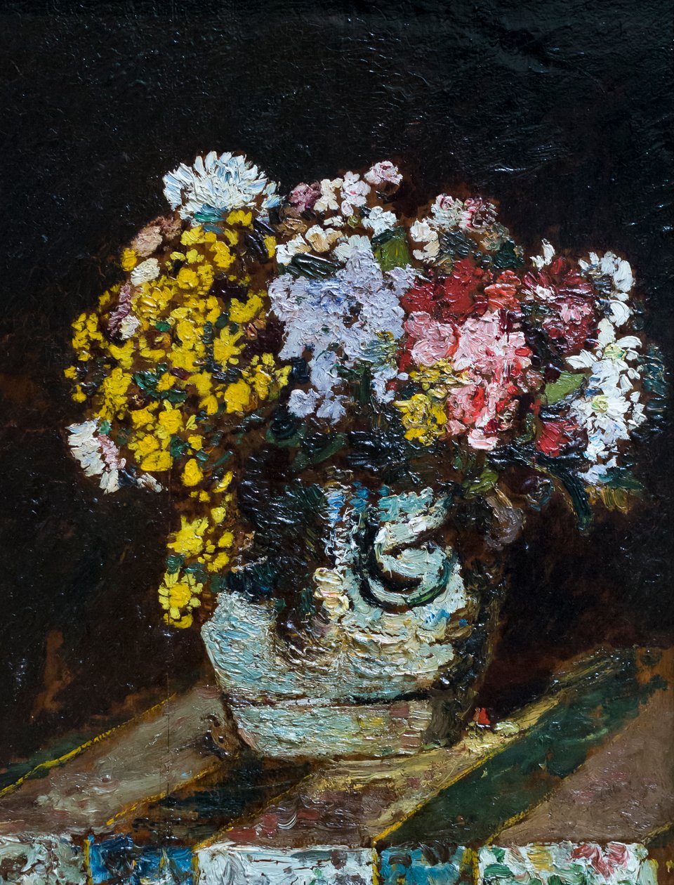 Váza s polními květinami, asi 1870-80 (olej na dřevě) od Adolphe Joseph Thomas Monticelli