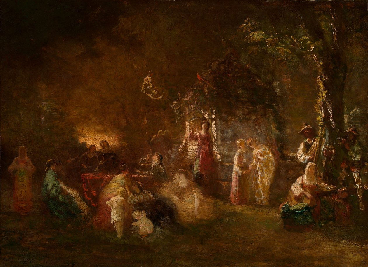 Fête Champêtre, kolem 1844-86 (olej na plátně) od Adolphe Joseph Thomas Monticelli