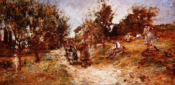 Krajina v Ganagobie, 1872 (panel) od Adolphe Joseph Thomas Monticelli