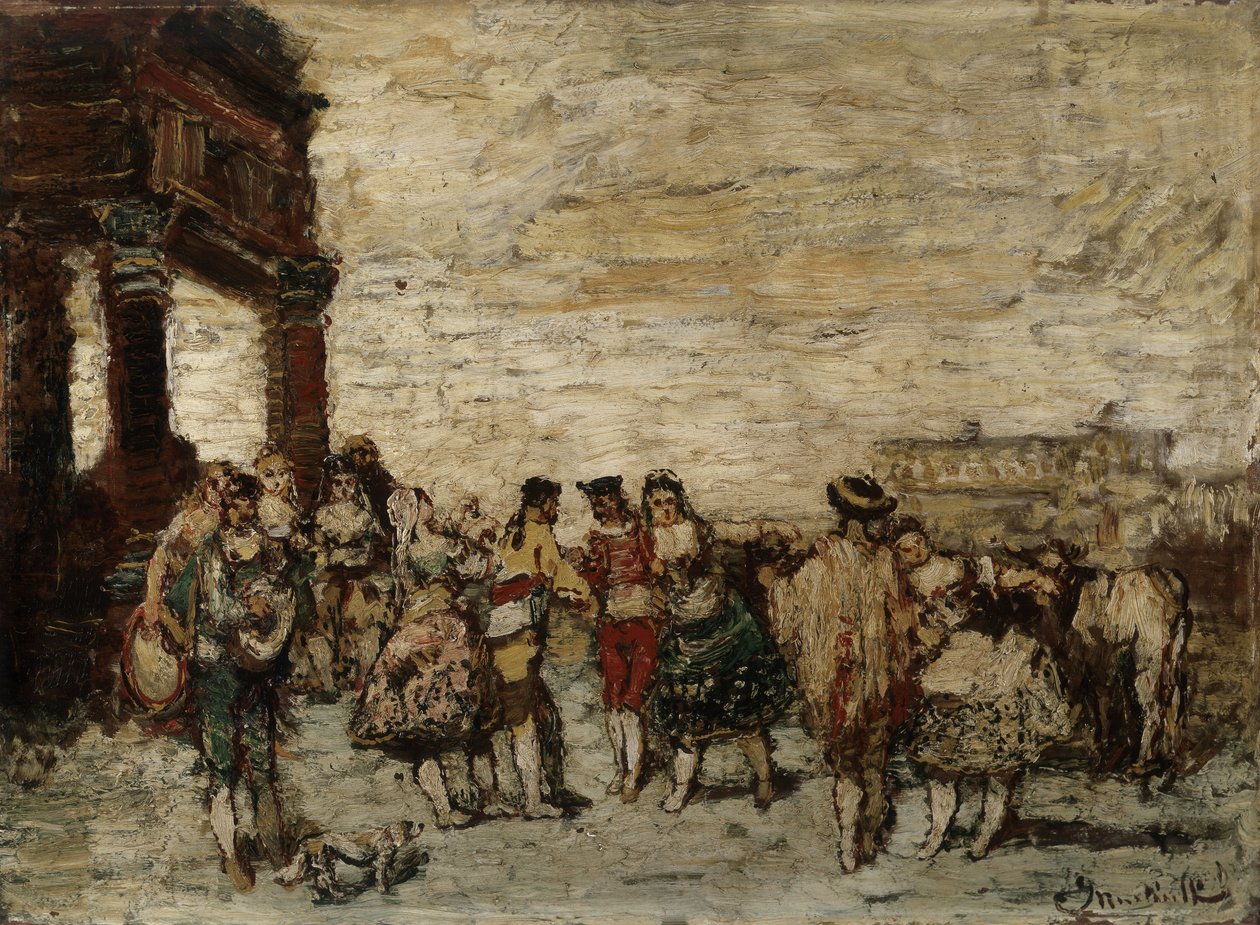 Párty ve Španělsku Obraz Adolphe Monticelli (1824-1886) Rozměr 36,5x48 cm Musee Grobet-Labadie od Adolphe Joseph Thomas Monticelli