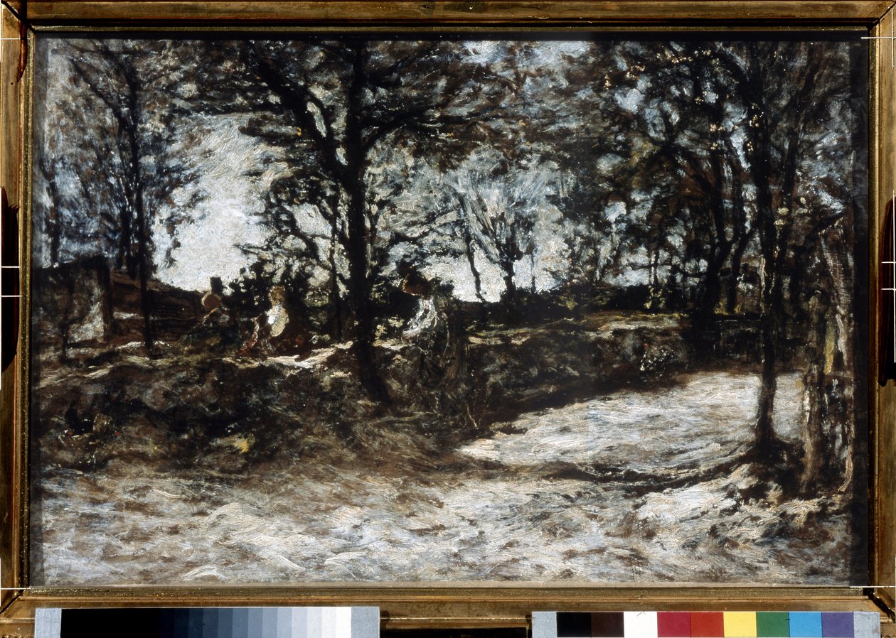 Venkov. Fontainebleau. Obraz Adolphe Thomas Joseph Monticelli (1824-1886). Olej na plátně. Impresionismus. Rozměr: 39 x 60 cm. Puškinovo muzeum, Moskva od Adolphe Joseph Thomas Monticelli