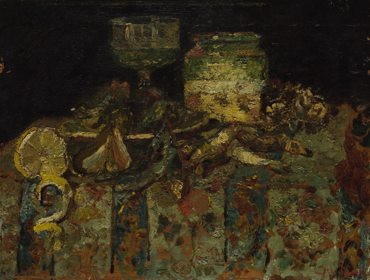 Zátiší: ústřice, ryby, c. 1880 od Adolphe Joseph Thomas Monticelli