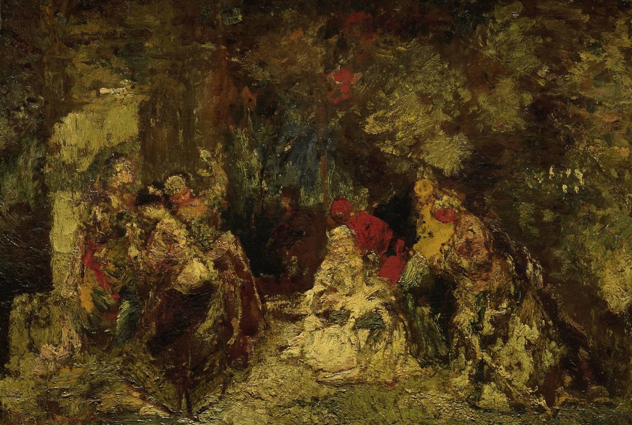 Ženy v lese od Adolphe Joseph Thomas Monticelli