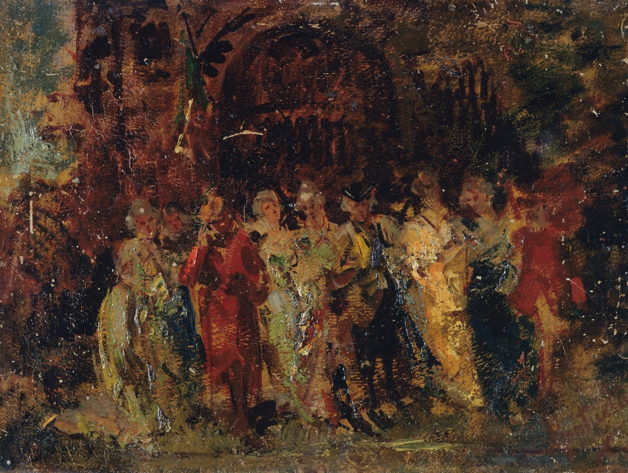 Svatební průvod od Adolphe Joseph Thomas Monticelli