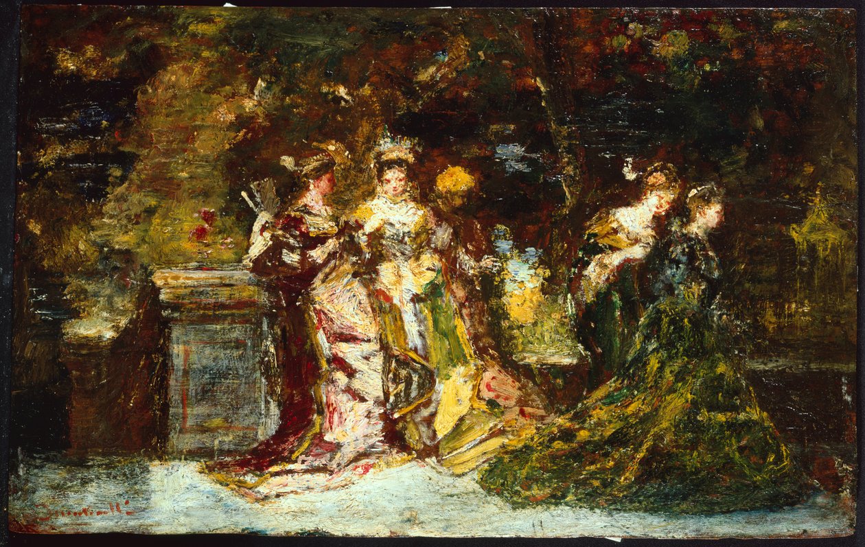 Ženy v parku, kolem roku 1858 (olej na plátně) od Adolphe Joseph Thomas Monticelli
