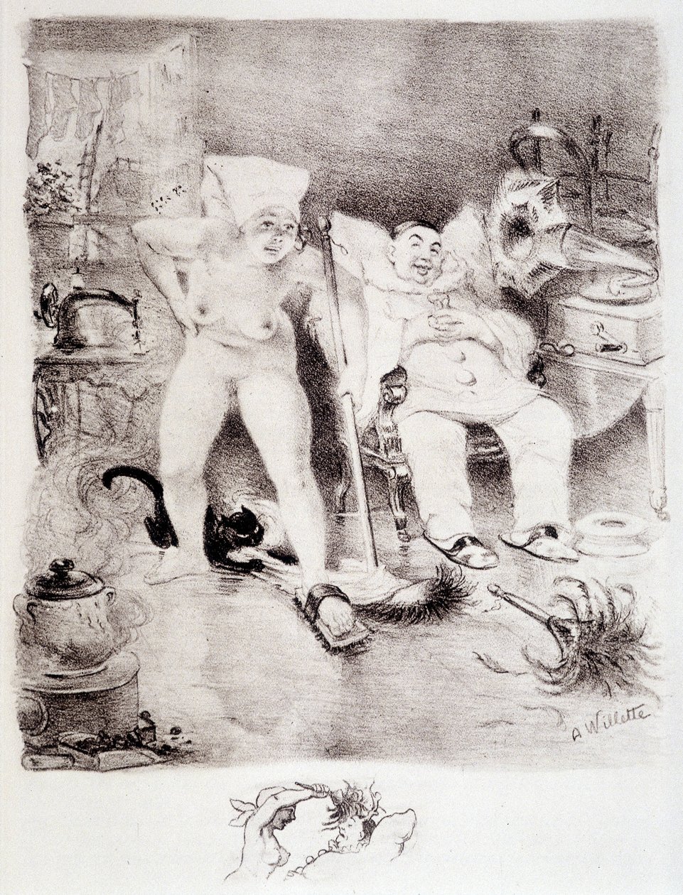 Lenost - kresba Willette od Adolphe Leon Willette