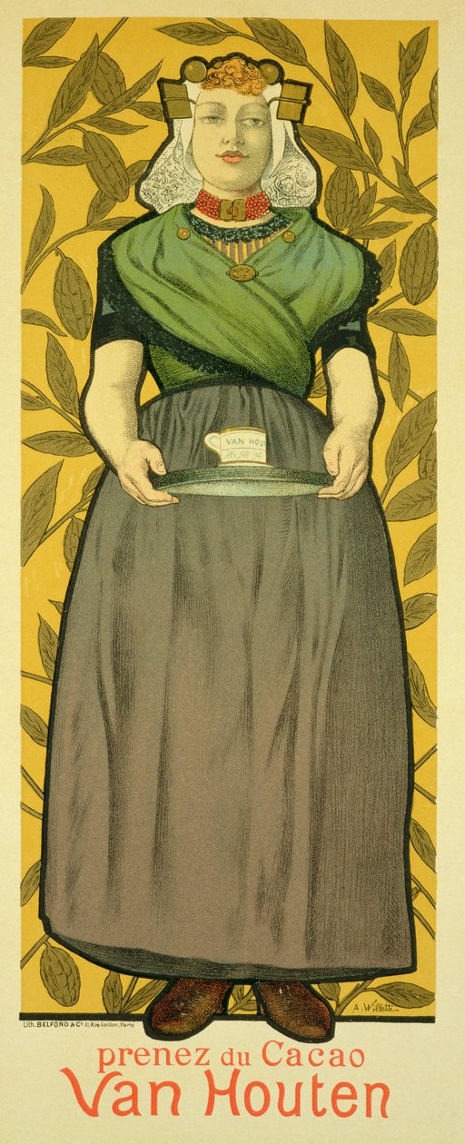 Reprodukce reklamního plakátu „Van Houten Cocoa“, 1893 od Adolphe Leon Willette