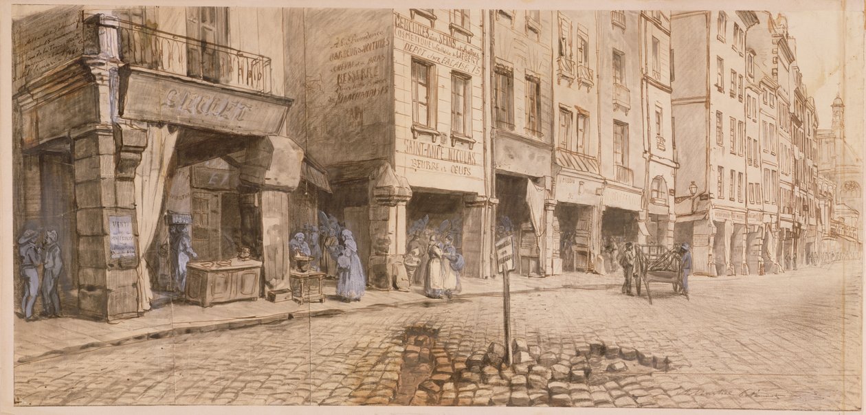 Ulice (pero, inkoust a wc na papíře) od Adolphe Martial Potemont