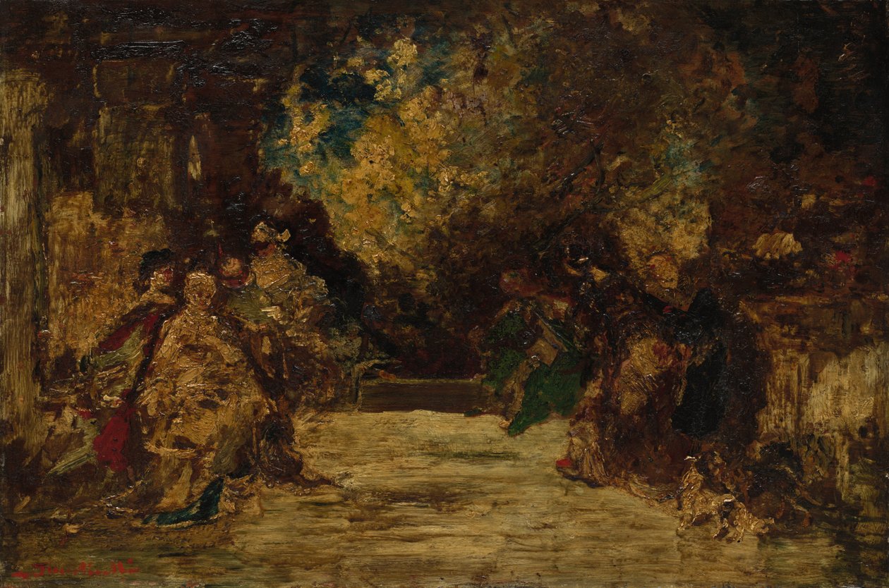 Postavy na terase, nedatované. od Adolphe Joseph Thomas Monticelli