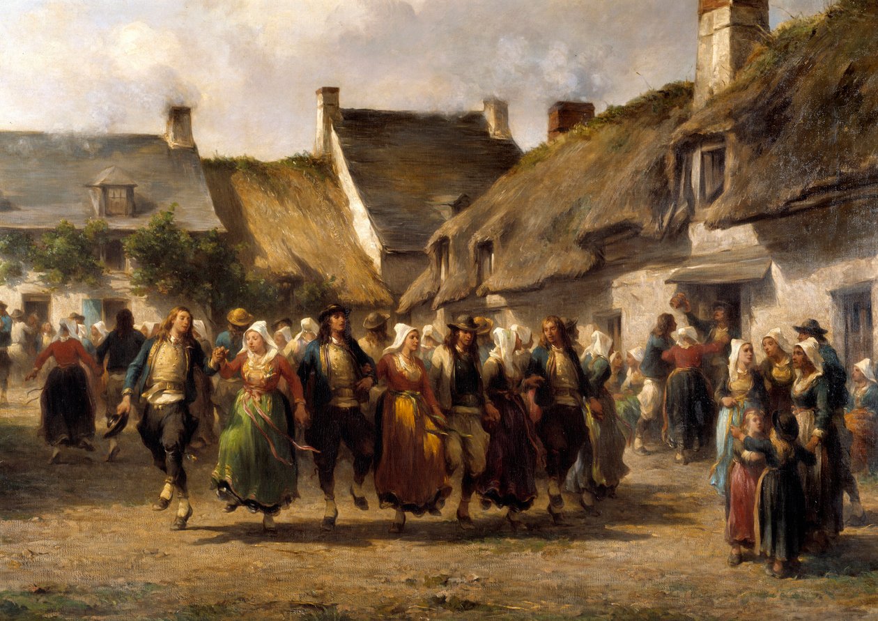 Svatba v Bretani v roce 1863 Obraz Adolphe Pierre Leleux (1812-1891) 1863 Quimper musee des Beaux Arts od Adolphe Pierre Leleux