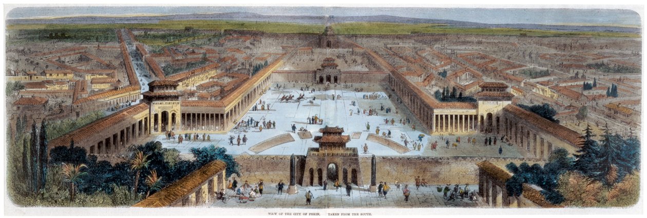„Pohled na město Peking z jihu“, Čína, polovina 19. století od Adolphe Rouargue