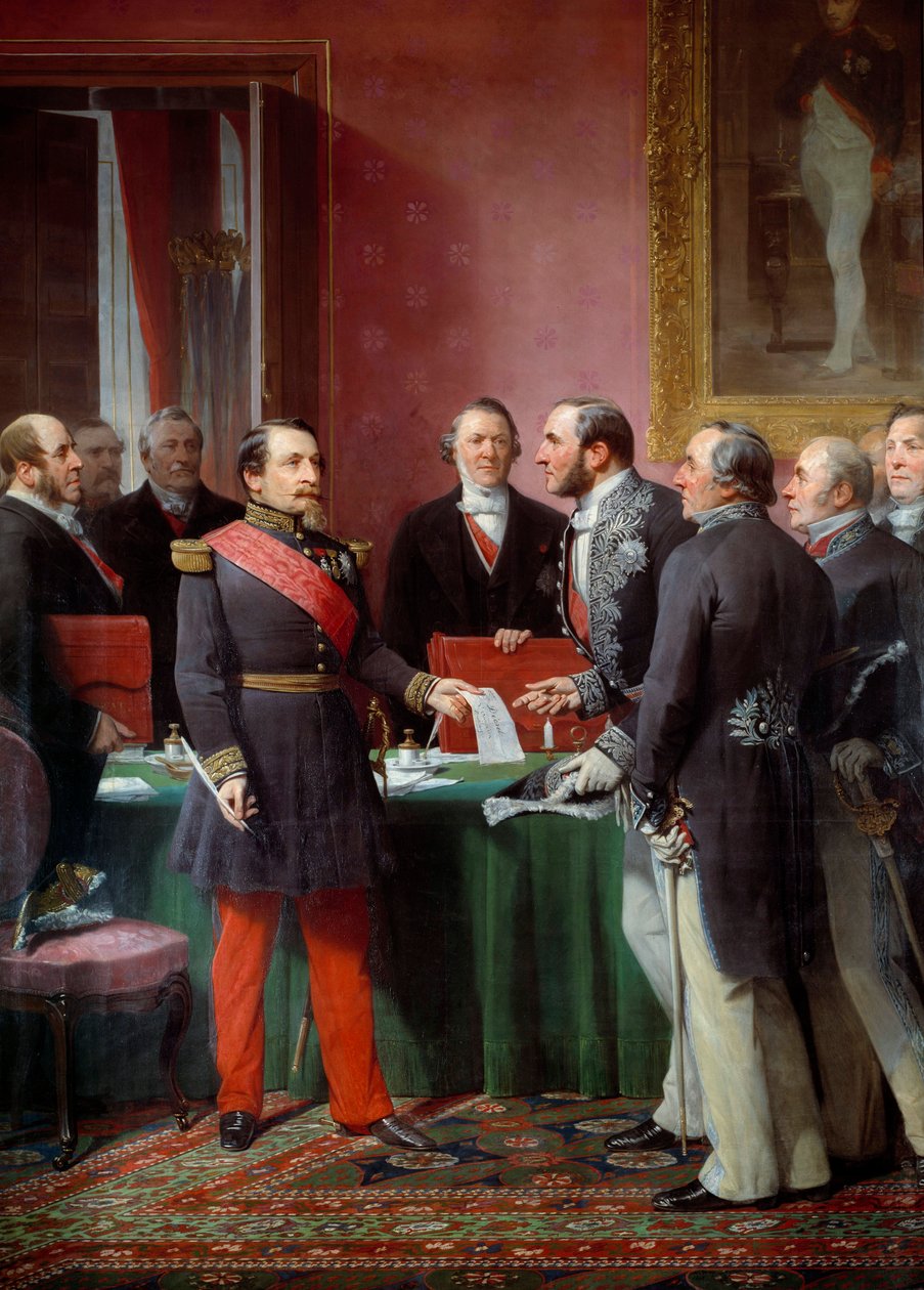 Císař Napoleon III (1808-1873) předal baronu Georges Haussmann (1809-1891) výnos o anexi sousedních obcí v červnu 1859 od Adolphe Yvon