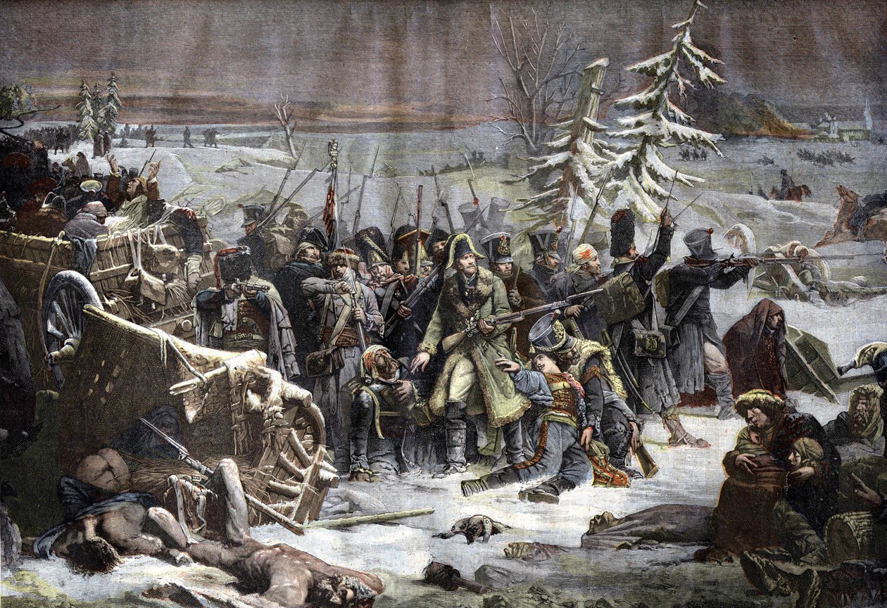 Maršál Michel Ney (1769-1815) odešel z Ruska v roce 1812. Rytina podle Yvonova obrazu. od Adolphe Yvon