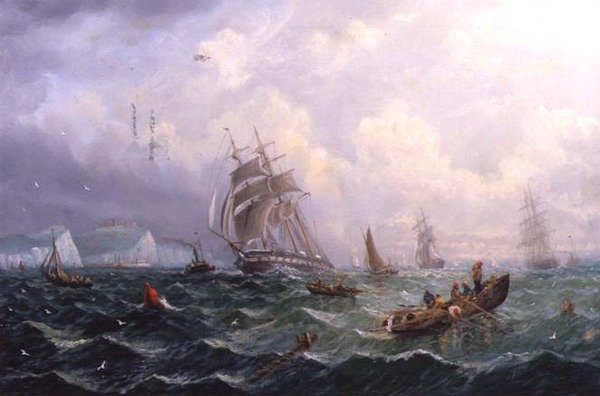Přeprava v rozbouřeném moři Scarborough od Adolphus Knell