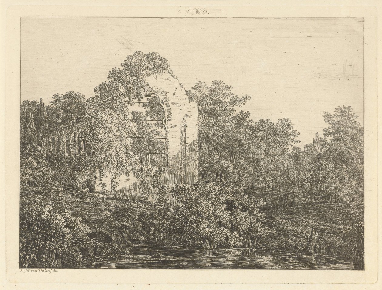 Zřícenina Huis ter Haar od Adriaan Jacob Willem van Dielen