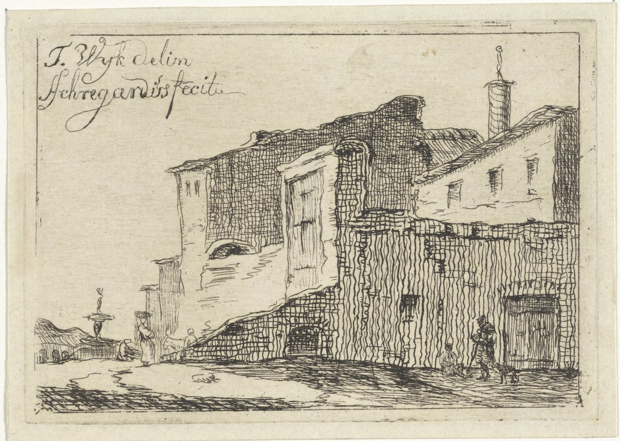 Pohled na italské město nebo vesnici od Adriaan Schregardus