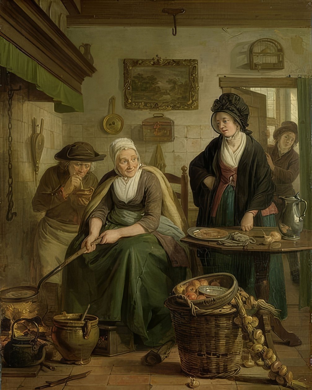 Žena pečení palačinek. Kolem 1790-1810 od Adriaan de Lelie