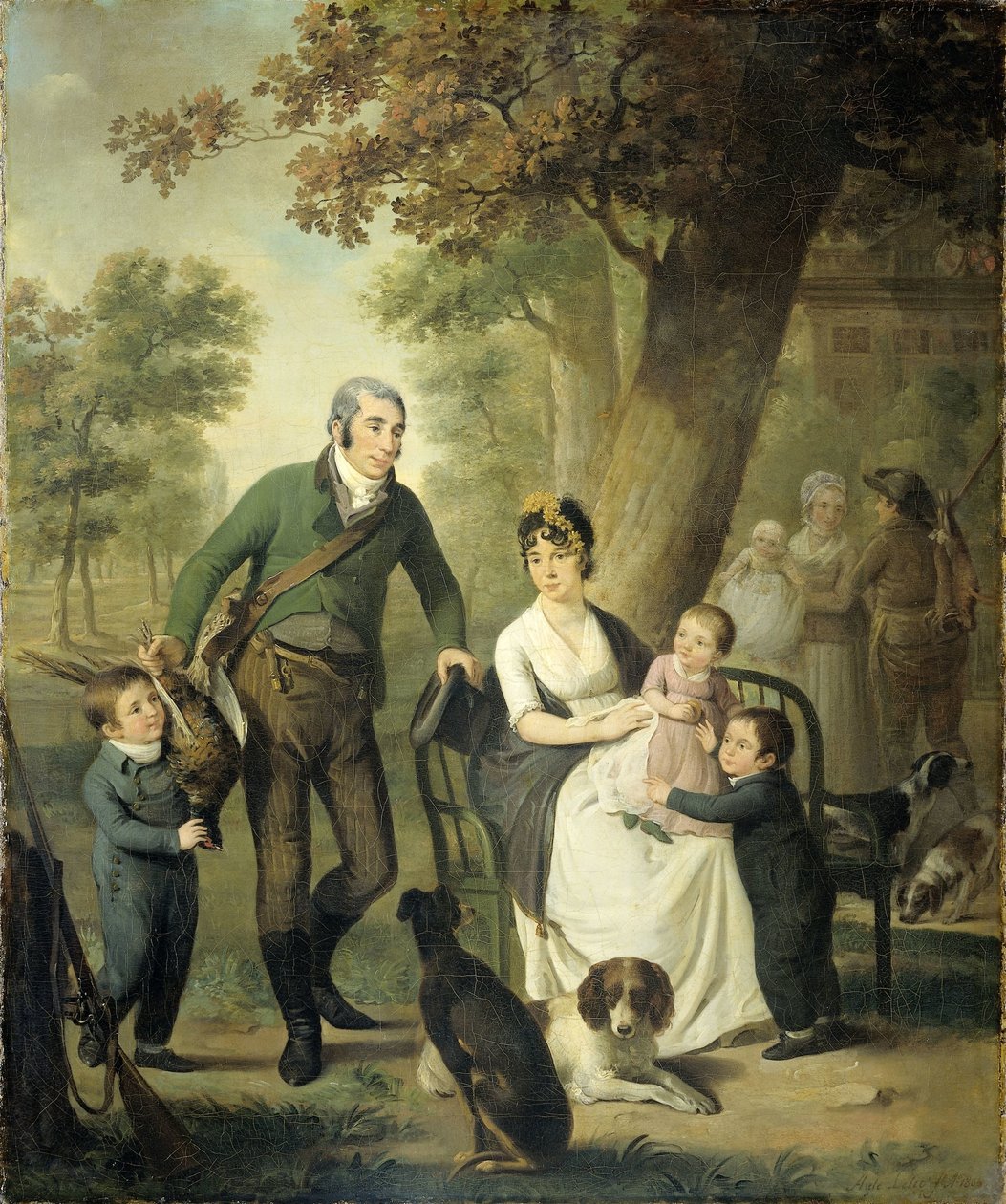 Jonkheer Gysbert Carel Rutger Reinier van Brienen van Ramerus (1771-1821), se svou manželkou a čtyřmi jejich dětmi od Adriaan de Lelie