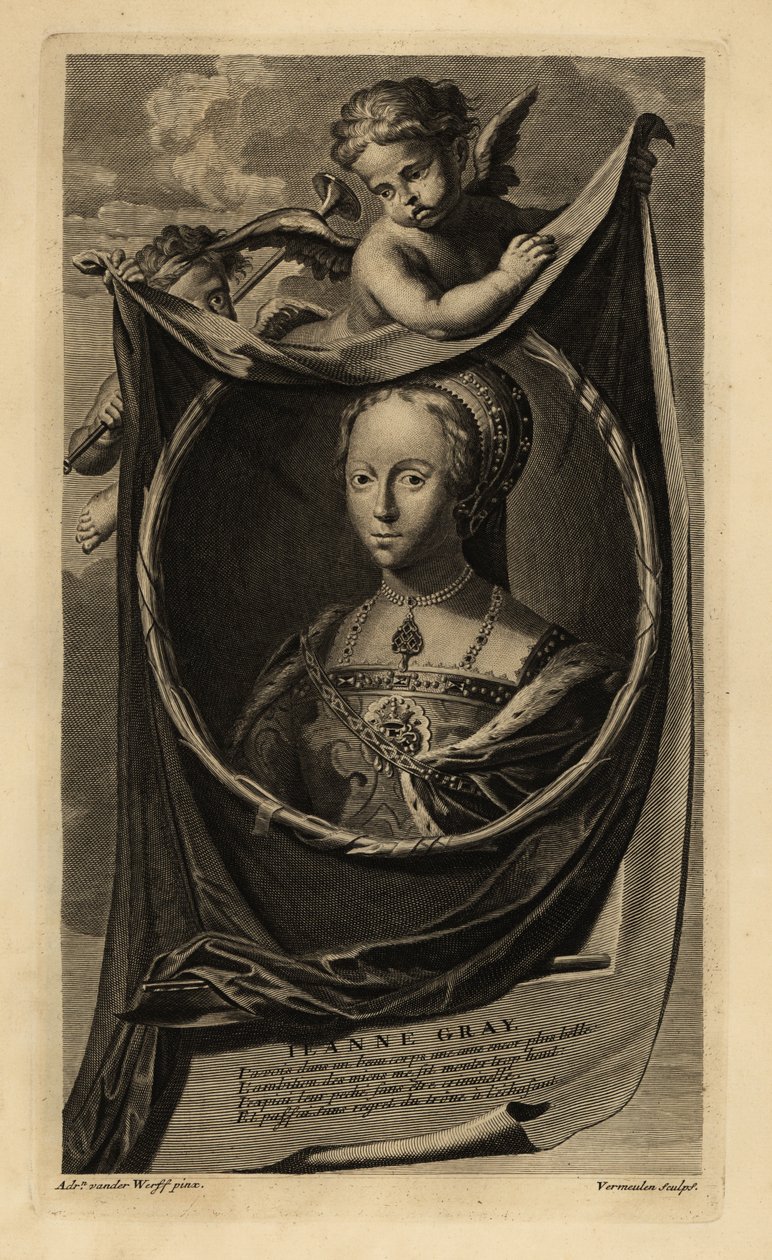 Lady Jane Gray (1537-1554) (rytina) od Adriaan van der (after) Werff