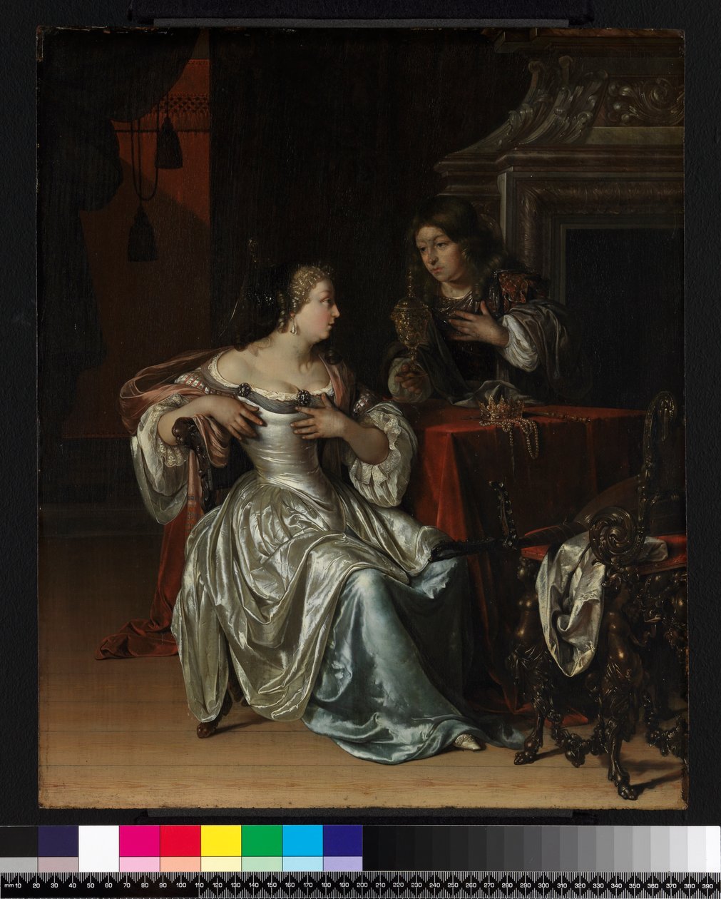 Tancredův sluha předkládá Guismondovi srdce Guiscarda ve zlatém poháru, 1675 od Adriaan van der Werff