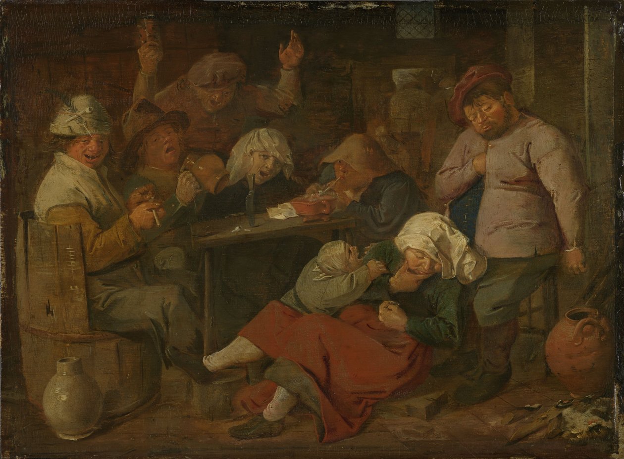 Hostinec s opilými rolníky. od Adriaen Brouwer