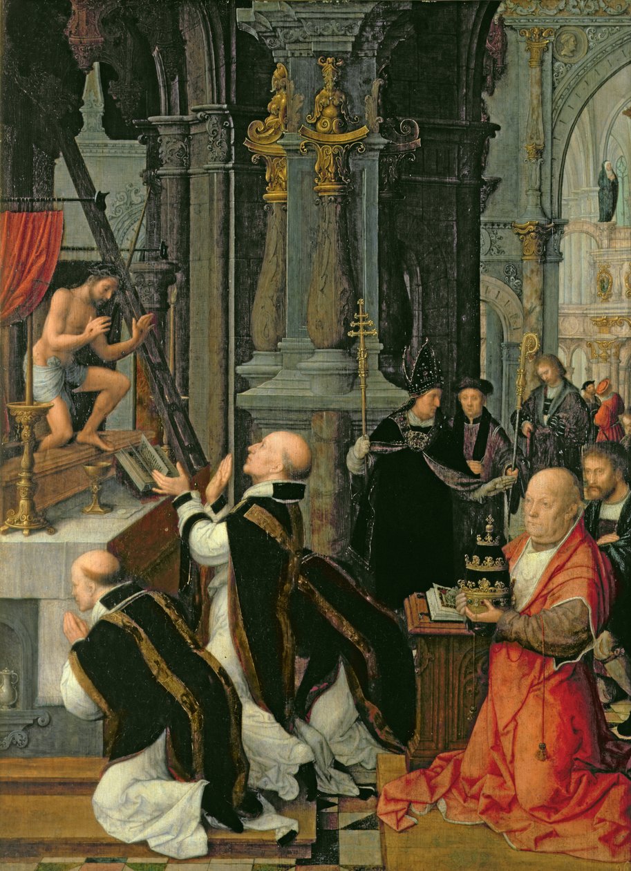 Mše sv. Řehoře od Adriaen Isenbrandt or Isenbrant