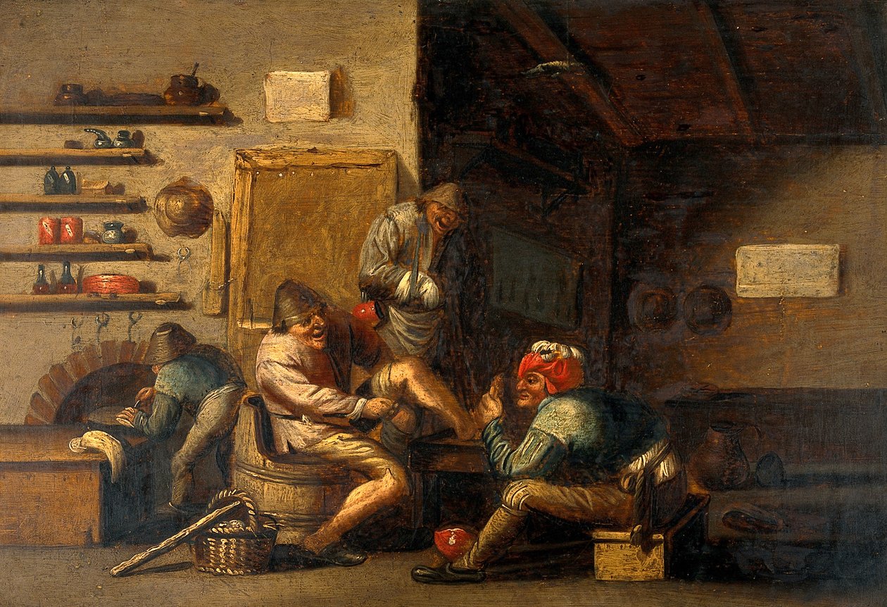 chirurg operující mužskou nohu od Adriaen Jansz. van Ostade