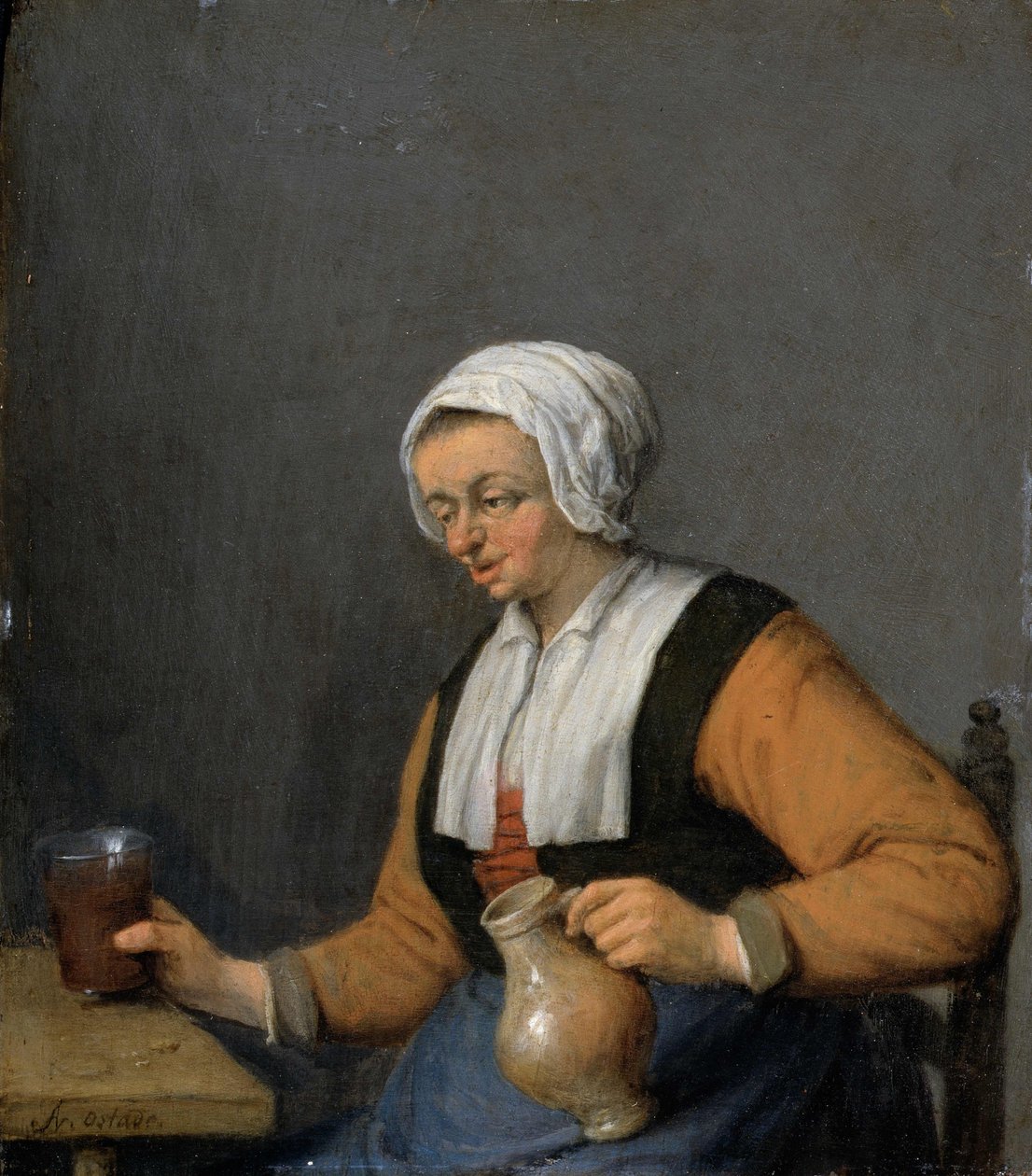 Žena s džbánem na pivo od Adriaen Jansz. van Ostade