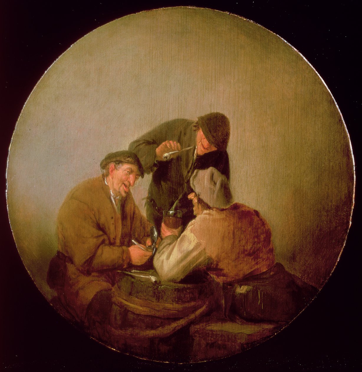 Tři rolníci pijí a kouří v interiéru od Adriaen Jansz. van Ostade