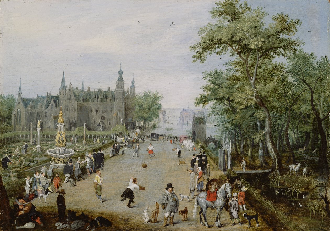 Jeu de Paume před venkovským palácem, cca 1614 od Adriaen Pietersz van de Venne