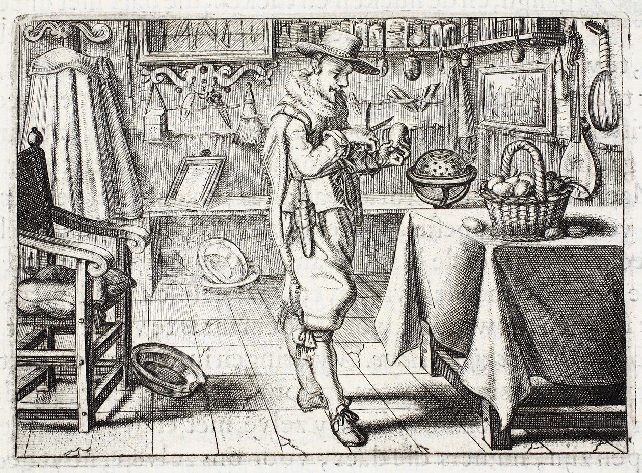 Mytí kukuřice, ilustrace z „Emblemata of Zinne-werk“ od Johannese de Brune (1589-1658), Jana Jacobse Schippera, Amsterdam, 1661 od Adriaen Pietersz van de Venne