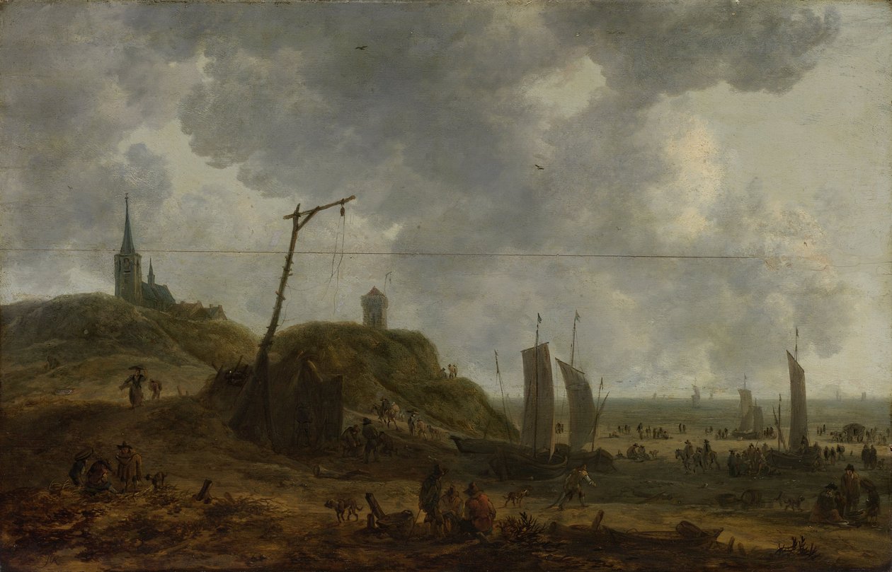 Pláž na Katwijku od Adriaen van der Cabel