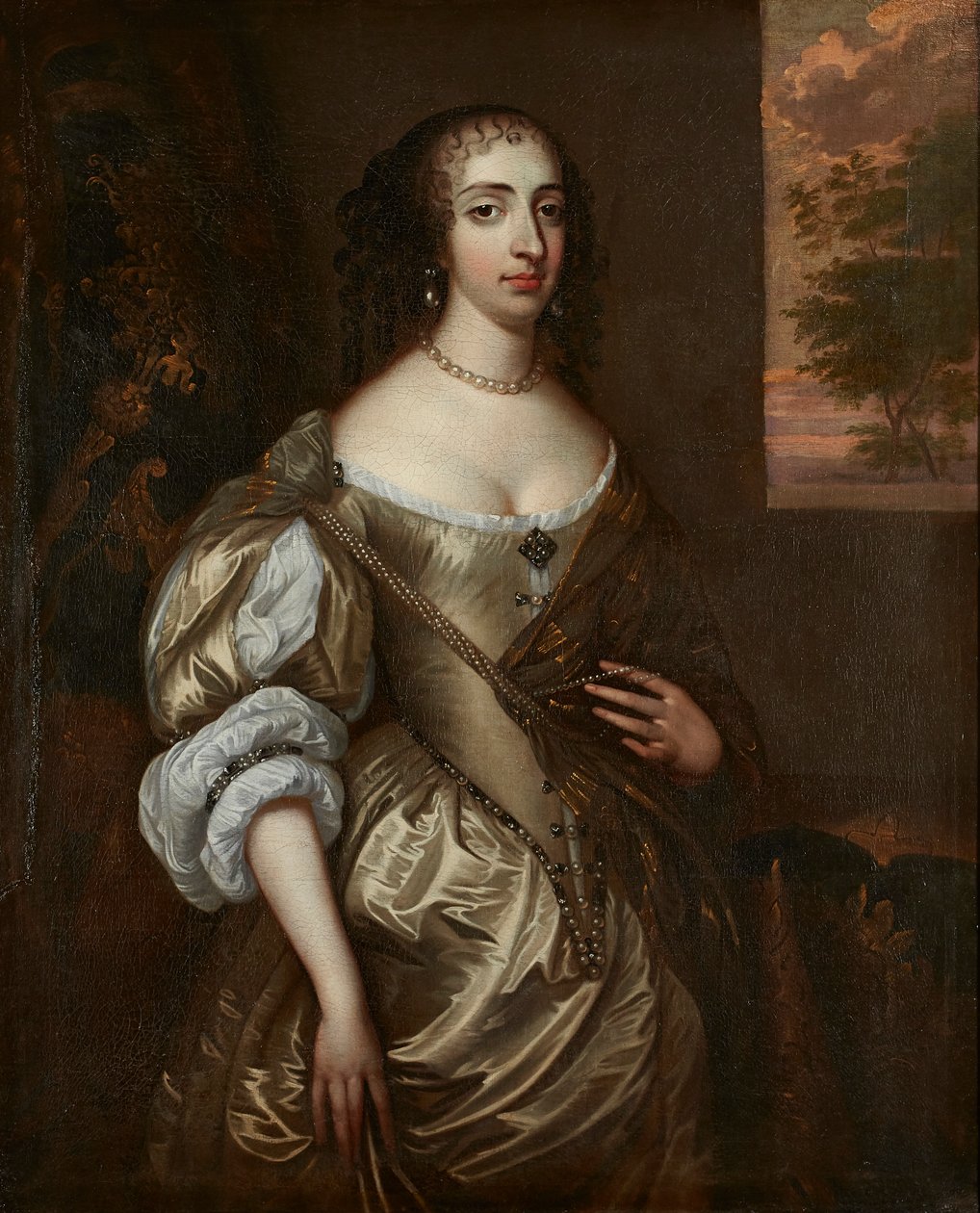 Portrét Marie Oranžské (olej na plátně) od Adriaen (circle of) Hanneman