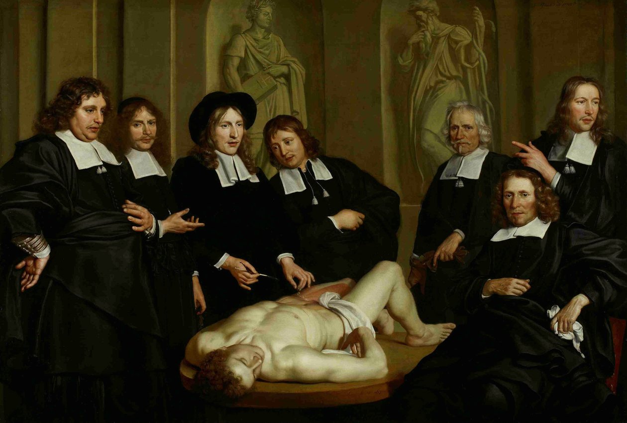 Lekce anatomie Dr. Frederika Ruysche, 1670 od Adriaen Backer