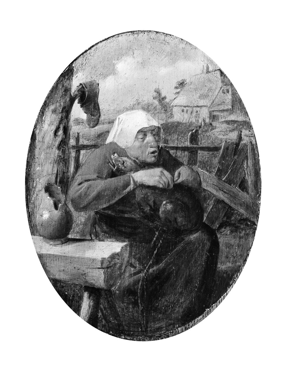 Selka vybírající blechy ze psa od Adriaen Brouwer