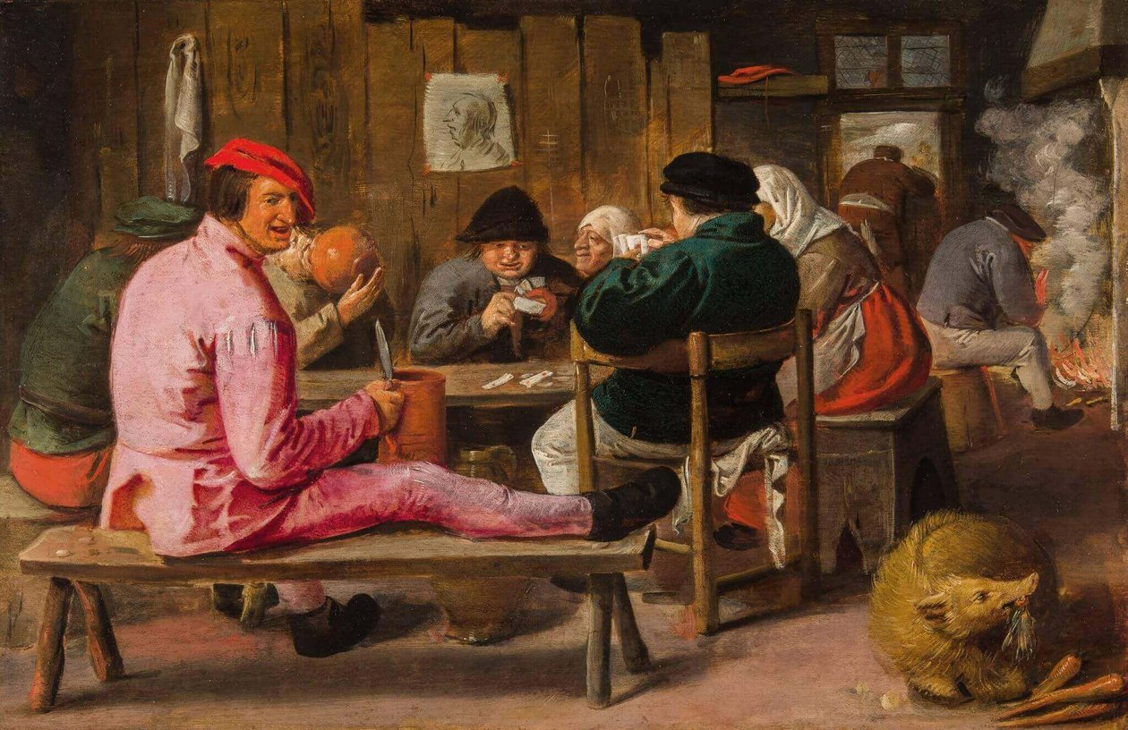 Veselí rolníci v hostinci od Adriaen Brouwer
