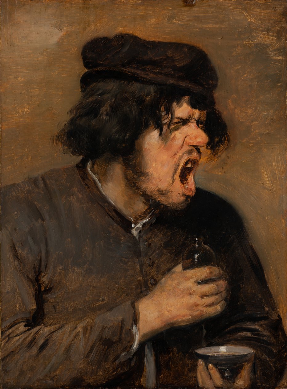 Hořký lektvar, cca 1636-38 (olej na dubu) od Adriaen Brouwer
