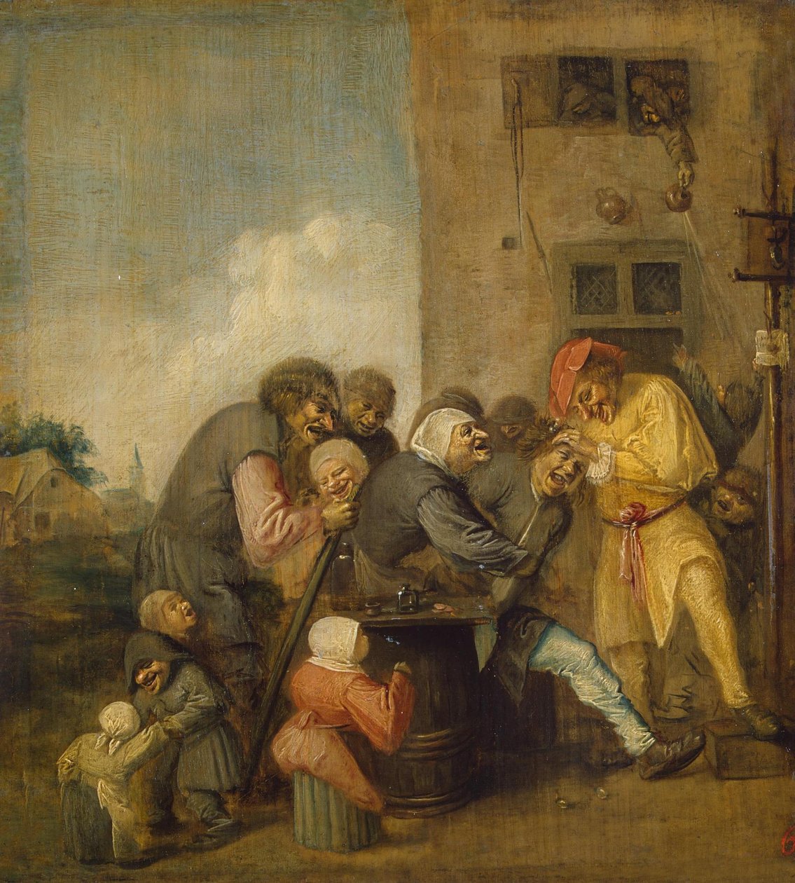 Vesnický šarlatán (Operace pro kámen v hlavě) od Adriaen Brouwer